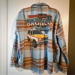 Ford Bronco Plaid Flannel Button Up Jacket